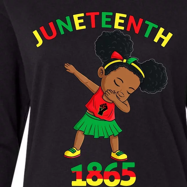 Dabbing Black Princess Juneteenth 1865 Brown Skin Girl Womens Cotton Relaxed Long Sleeve T-Shirt