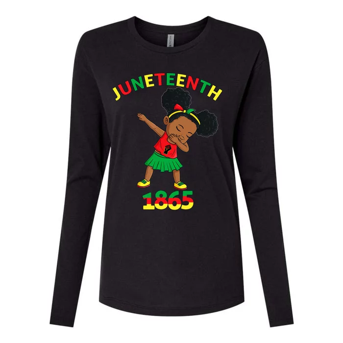 Dabbing Black Princess Juneteenth 1865 Brown Skin Girl Womens Cotton Relaxed Long Sleeve T-Shirt