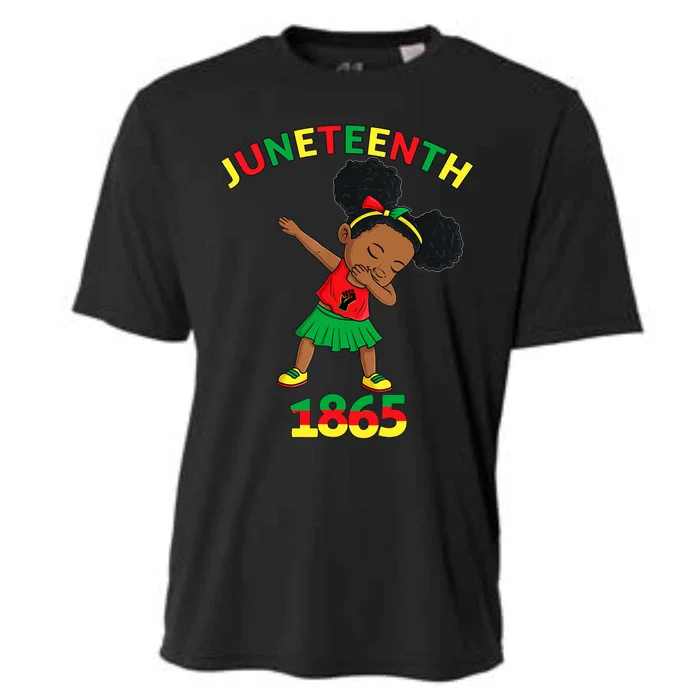 Dabbing Black Princess Juneteenth 1865 Brown Skin Girl Cooling Performance Crew T-Shirt