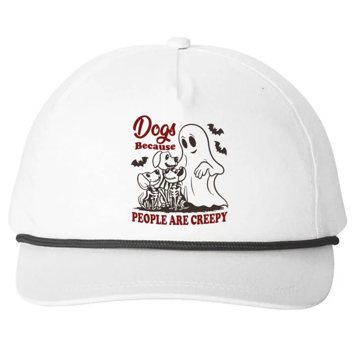 Dog Because People Are Creepy Funny Halloween Dog Ghost Snapback Five-Panel Rope Hat