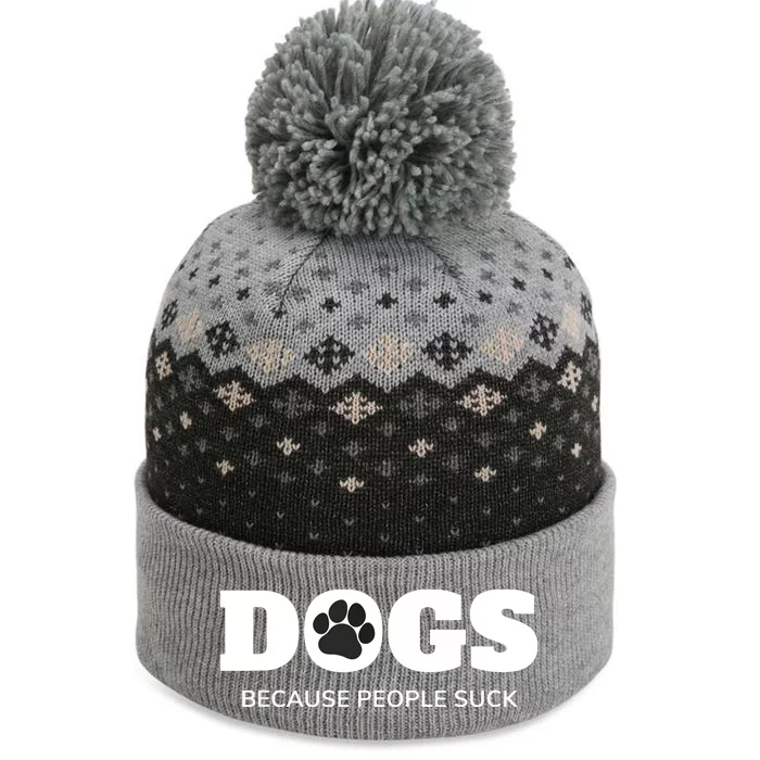 Dogs Because People Suck Funny Rescue Mutt Lovers The Baniff Cuffed Pom Beanie