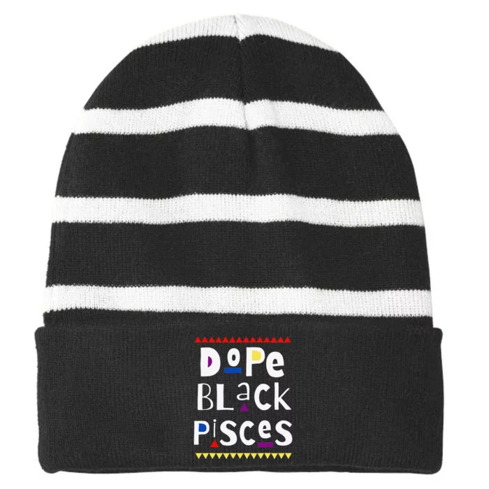 Dope Black Pisces. Striped Beanie with Solid Band