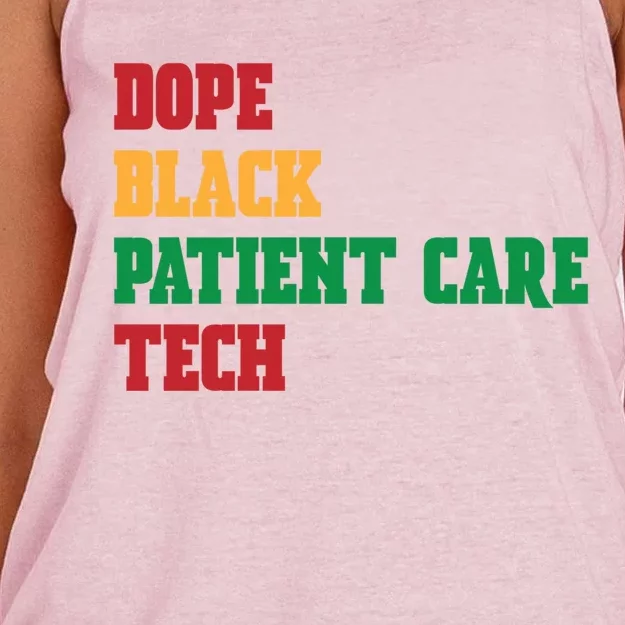 Dope Black Patient Care Tech Patient Care Technician Pct Gift Women's Knotted Racerback Tank