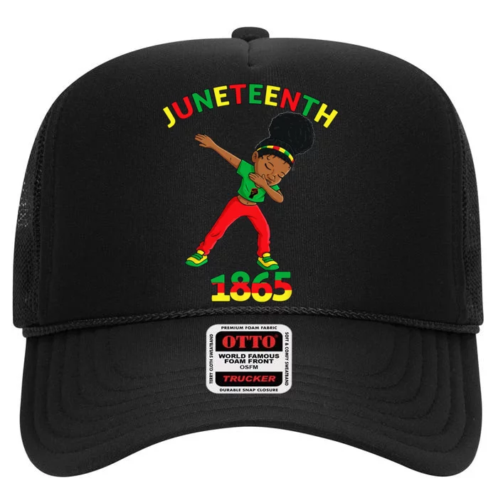 Dabbing Black Princess Juneteenth 1865 Brown Skin High Crown Mesh Trucker Hat