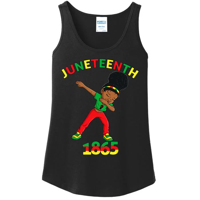 Dabbing Black Princess Juneteenth 1865 Brown Skin Ladies Essential Tank