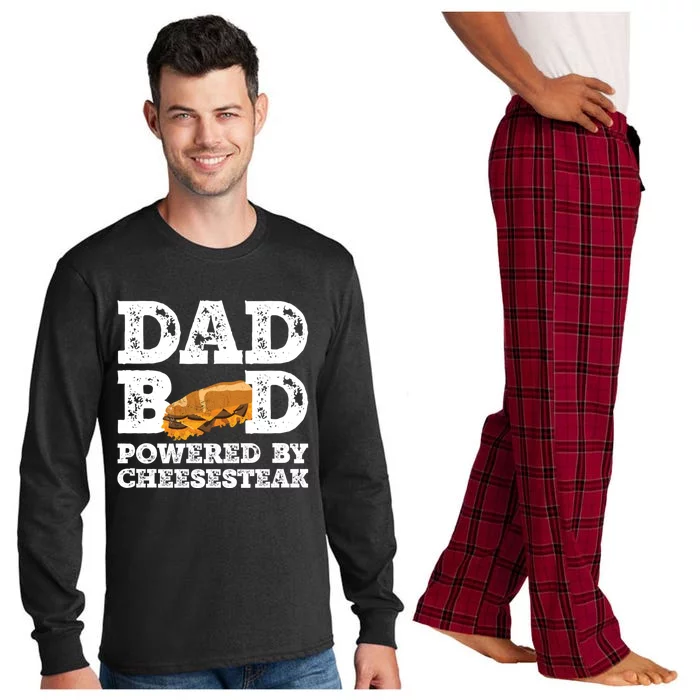 Dad Bod Powered By Cheesesteak Father Figure Graphic Cool Gift Long Sleeve Pajama Set