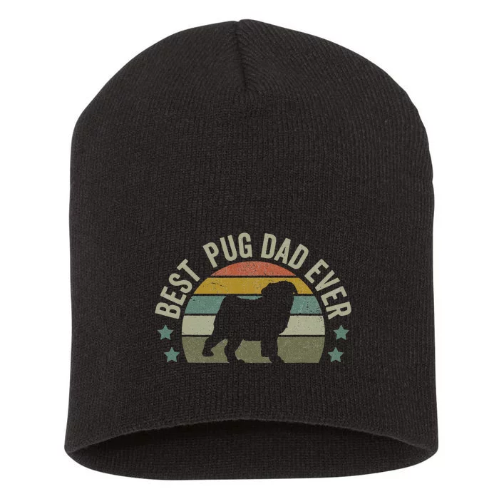 Dog Best Pug Dad Ever Fathers Day Funny Doggy Short Acrylic Beanie