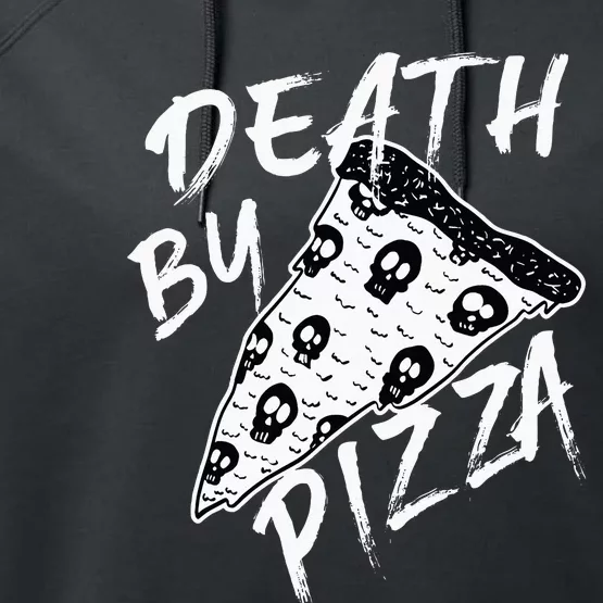 Death By Pizza Pepperoni Skulls Metal Text Halloween Performance Fleece Hoodie