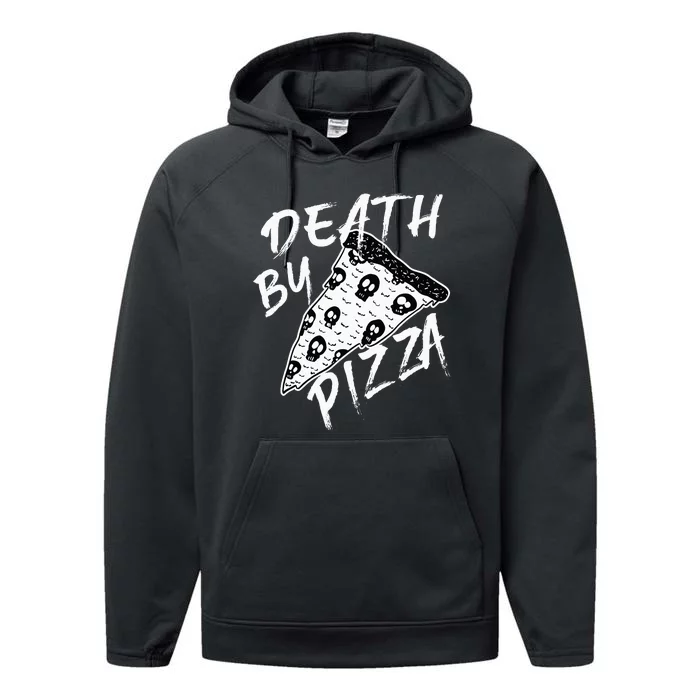 Death By Pizza Pepperoni Skulls Metal Text Halloween Performance Fleece Hoodie