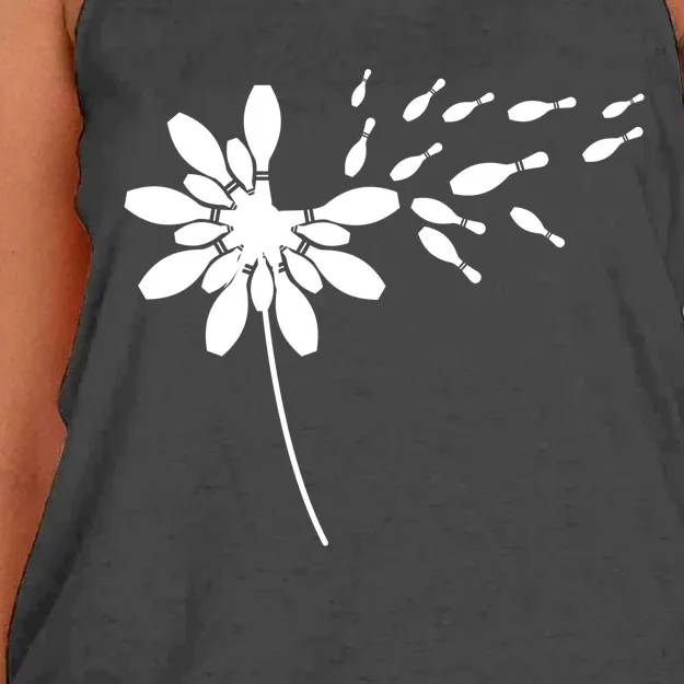 Dandelion Bowling Pin Gift For Bowling Player Bowling Gift Women's Knotted Racerback Tank