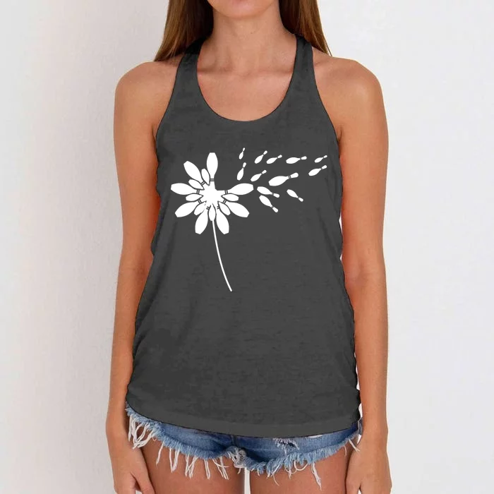 Dandelion Bowling Pin Gift For Bowling Player Bowling Gift Women's Knotted Racerback Tank