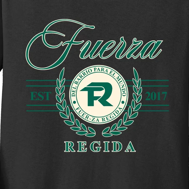 Del Barrio Para El Mundo Fuerza Regida Kids Long Sleeve Shirt