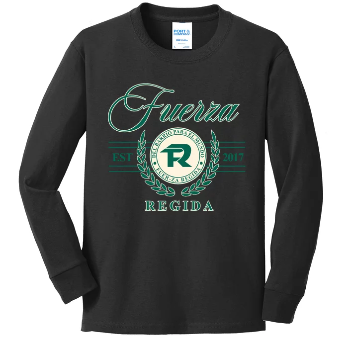 Del Barrio Para El Mundo Fuerza Regida Kids Long Sleeve Shirt