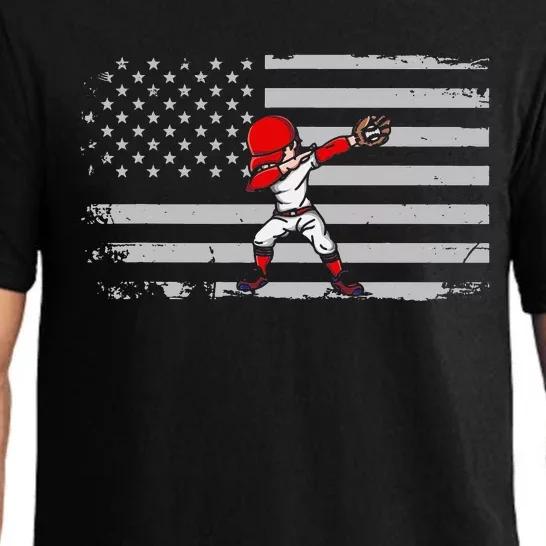 Dabbing Baseball Player 4th of July Baseballer Pajama Set