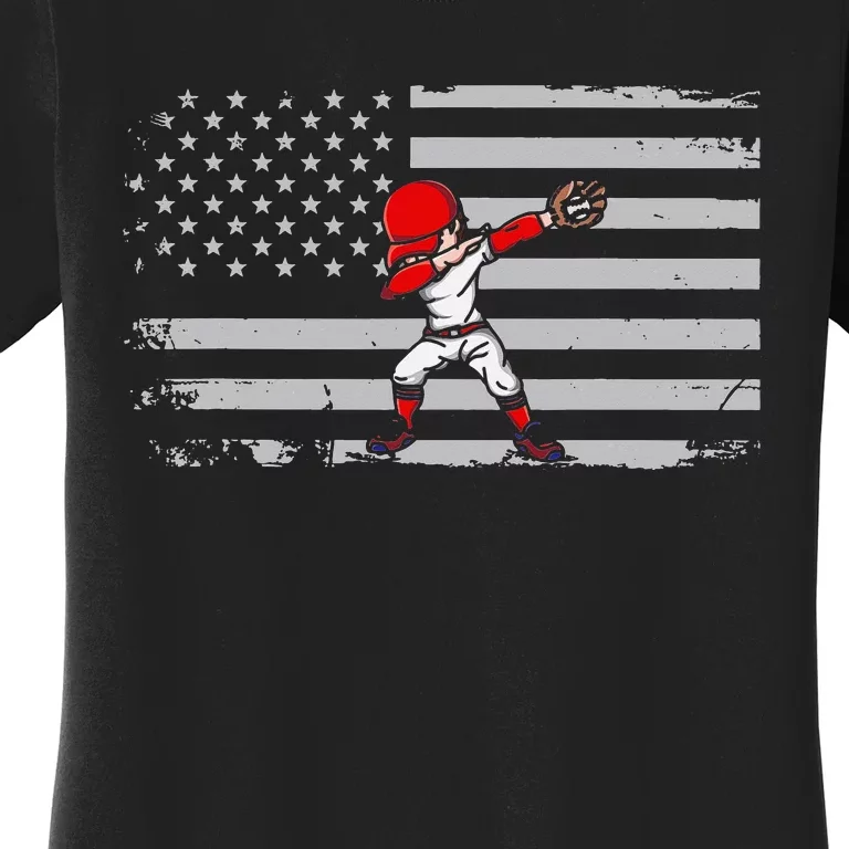 Dabbing Baseball Player 4th of July Baseballer Sport Athlete Women's T-Shirt