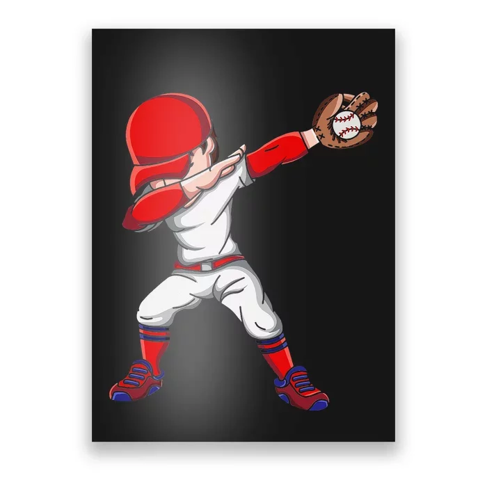 Dabbing Baseball Player Drawing With Baseball Ball Poster