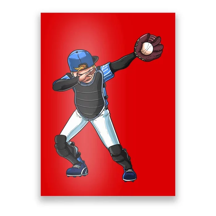 Dabbing Baseball Pitcher Catcher Boy Girl Poster