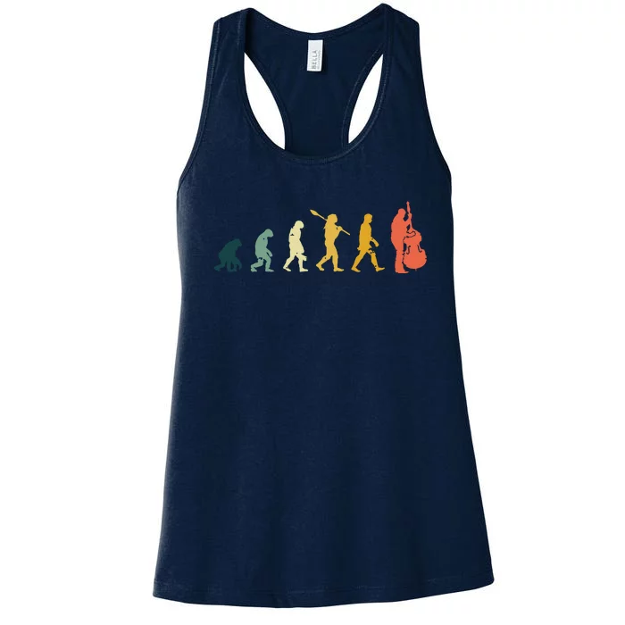 Double Bass Player Evolution Funny Music Band Gift Women's Racerback Tank