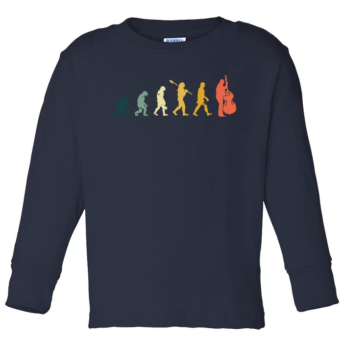 Double Bass Player Evolution Funny Music Band Gift Toddler Long Sleeve Shirt