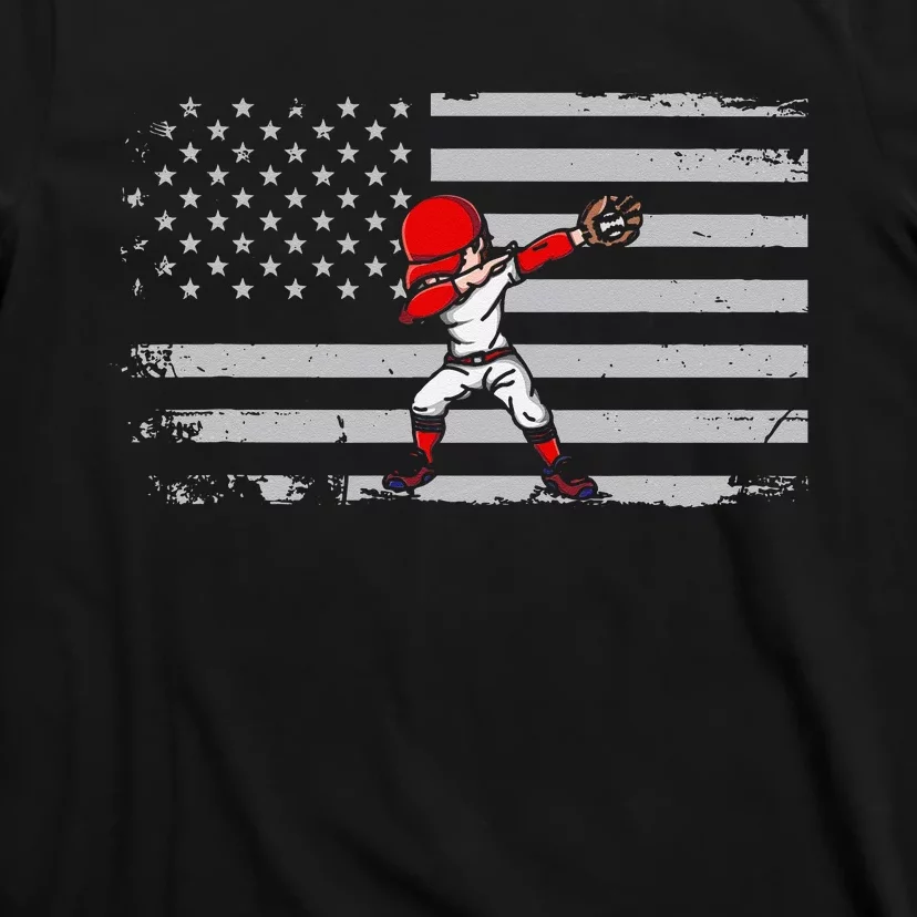 Dabbing Baseball Player 4th Of July Baseballer Sport Athlete T-Shirt