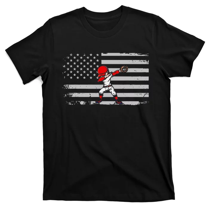 Dabbing Baseball Player 4th Of July Baseballer Sport Athlete T-Shirt