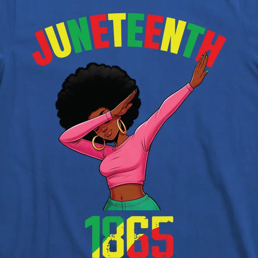 Dabbing Black Queen Afro Junenth 1865 Gift T-Shirt