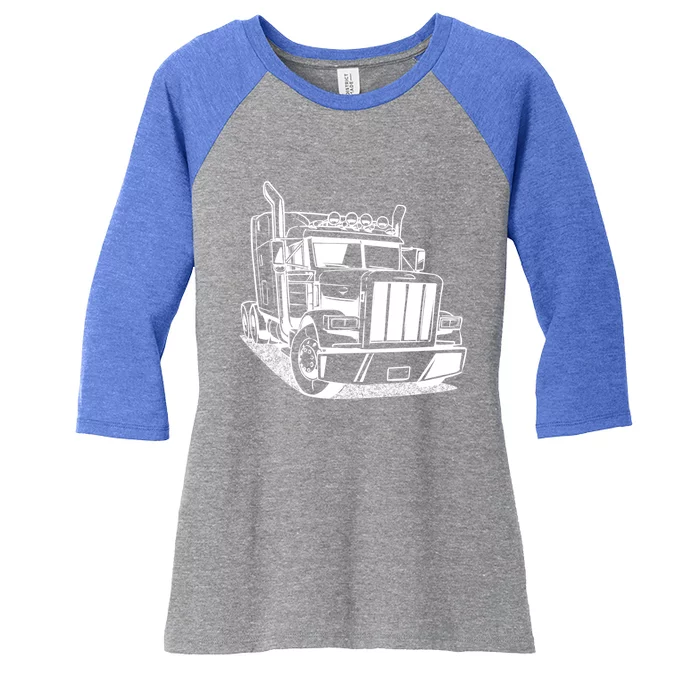 Diesel Big Rig 18 Wheeler Semi Trailer Truck Driver Trucker Gift Women's Tri-Blend 3/4-Sleeve Raglan Shirt