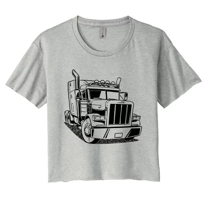 Diesel Big Rig 18 Wheeler Semi Trailer Truck Driver Trucker Gift Women's Crop Top Tee