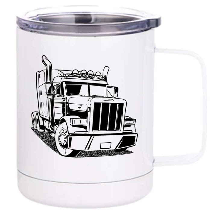 Diesel Big Rig 18 Wheeler Semi Trailer Truck Driver Trucker Gift Front & Back 12oz Stainless Steel Tumbler Cup