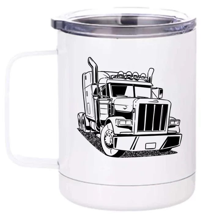 Diesel Big Rig 18 Wheeler Semi Trailer Truck Driver Trucker Gift Front & Back 12oz Stainless Steel Tumbler Cup