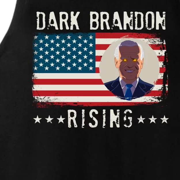 Dark Brandon Rising Anti Joe Biden Distressed USA American Flag Ladies Tri-Blend Wicking Tank