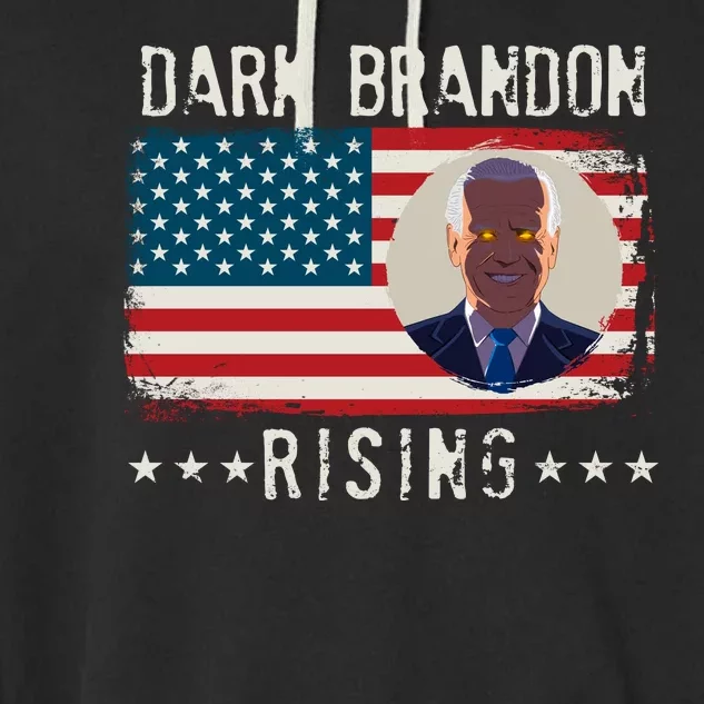 Dark Brandon Rising Anti Joe Biden Distressed USA American Flag Garment-Dyed Fleece Hoodie