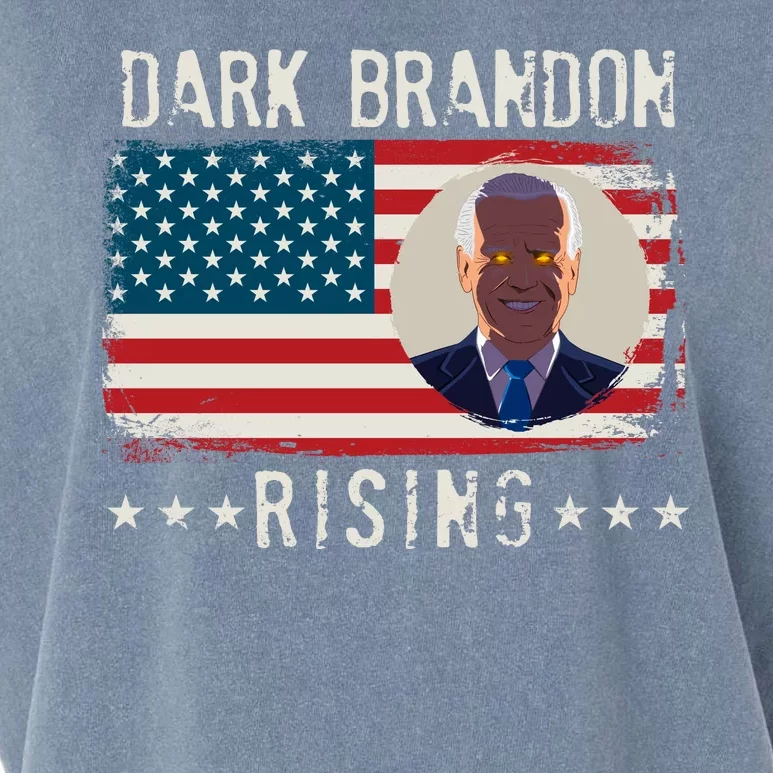 Dark Brandon Rising Anti Joe Biden Distressed USA American Flag Garment-Dyed Women's Muscle Tee