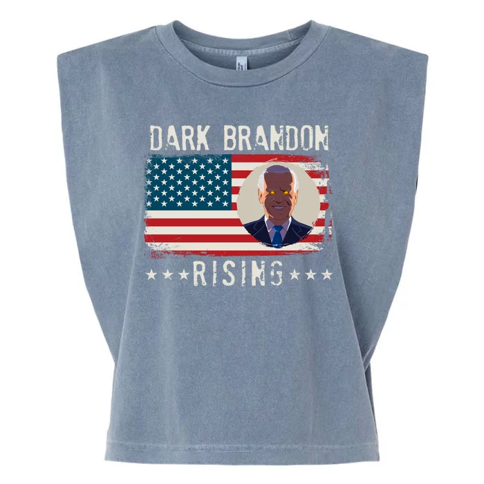 Dark Brandon Rising Anti Joe Biden Distressed USA American Flag Garment-Dyed Women's Muscle Tee