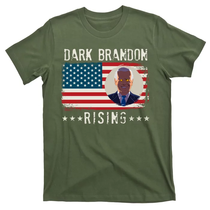 Dark Brandon Rising Anti Joe Biden Distressed USA American Flag T-Shirt