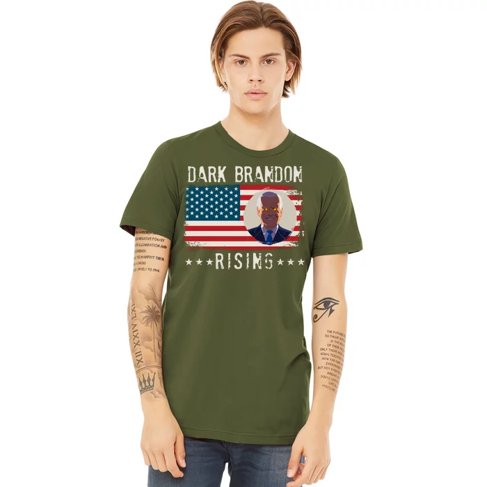 Dark Brandon Rising Anti Joe Biden Distressed USA American Flag Premium T-Shirt