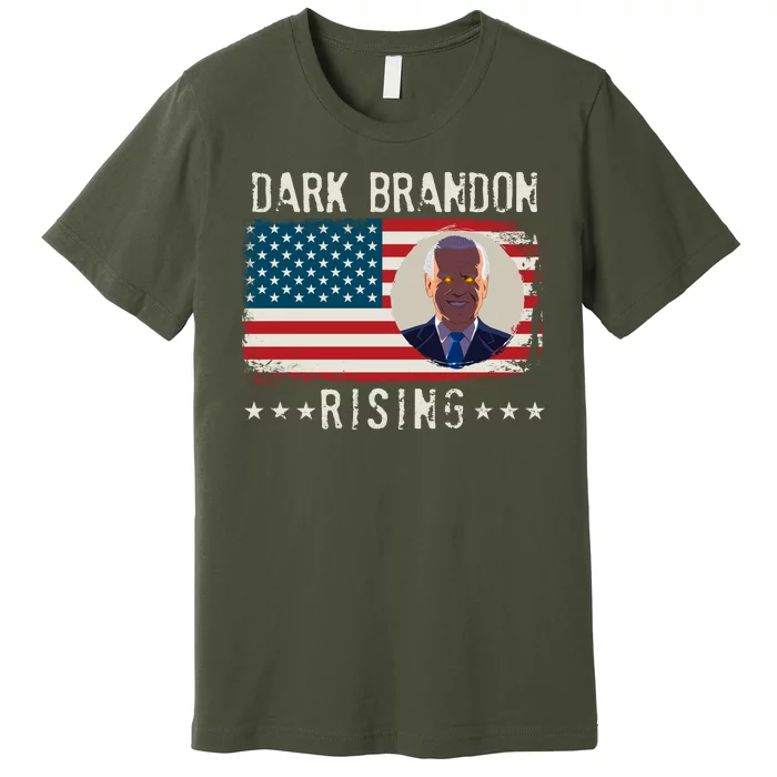 Dark Brandon Rising Anti Joe Biden Distressed USA American Flag Premium T-Shirt