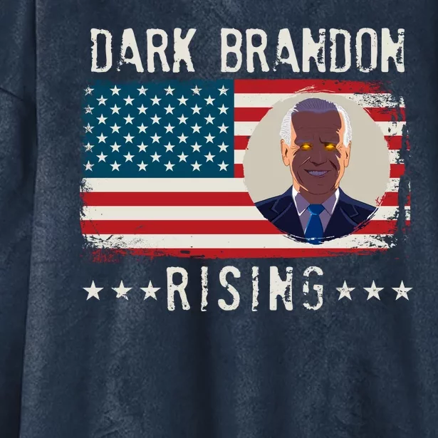 Dark Brandon Rising Anti Joe Biden Distressed USA American Flag Hooded Wearable Blanket