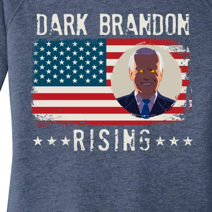 Dark Brandon Rising Anti Joe Biden Distressed USA American Flag Women's Perfect Tri Tunic Long Sleeve Shirt