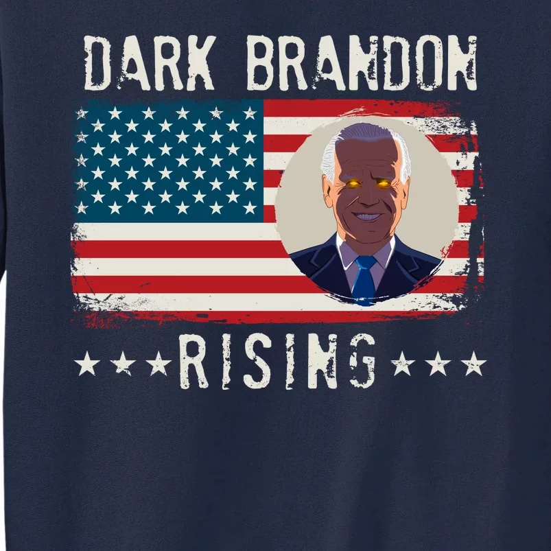 Dark Brandon Rising Anti Joe Biden Distressed USA American Flag Tall Sweatshirt