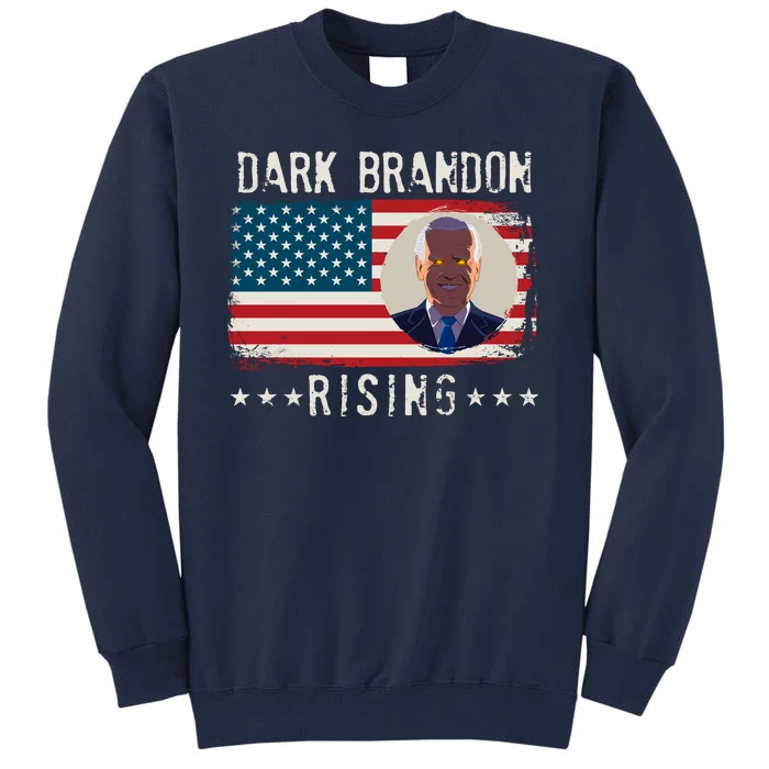 Dark Brandon Rising Anti Joe Biden Distressed USA American Flag Tall Sweatshirt