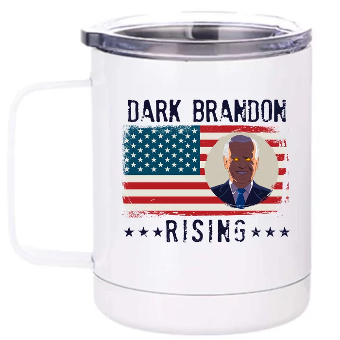 Dark Brandon Rising Anti Joe Biden Distressed USA American Flag Front & Back 12oz Stainless Steel Tumbler Cup