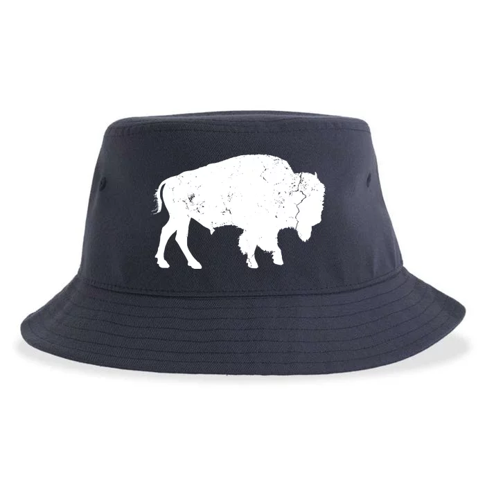 Distressed Buffalo Retro Bison Animal Lover Men Women Dad Sustainable Bucket Hat