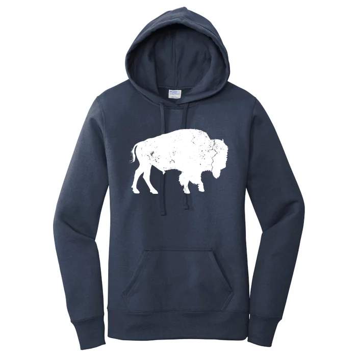 Distressed Buffalo Retro Bison Animal Lover Men Women Dad Women's Pullover Hoodie