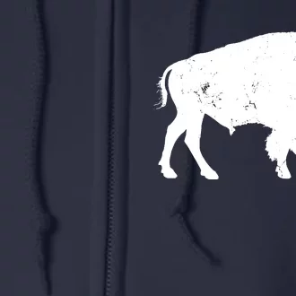 Distressed Buffalo Retro Bison Animal Lover Men Women Dad Full Zip Hoodie