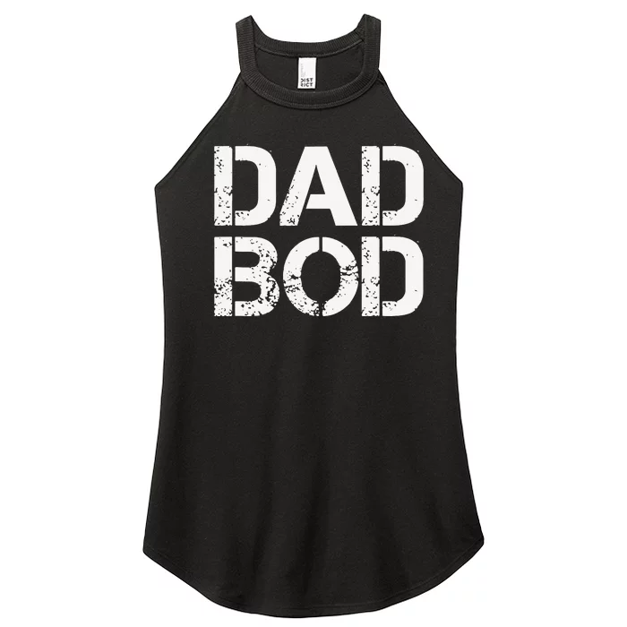 Dad Bod Rough Strong 90s White Stencil Text Women’s Perfect Tri Rocker Tank