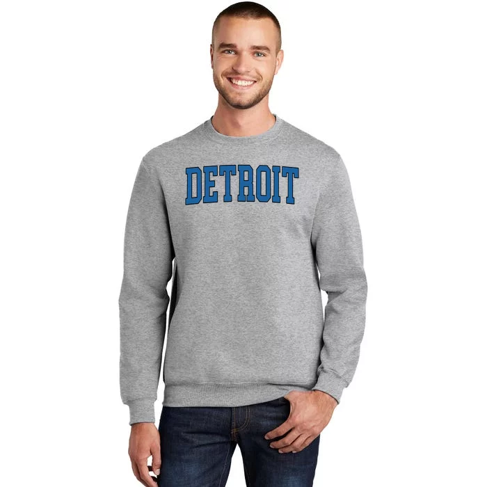 Detroit Blue Retro Vintage Distressed Arched Text Tall Sweatshirt