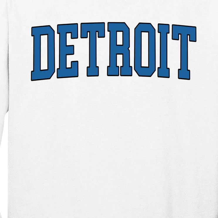 Detroit Blue Retro Vintage Distressed Arched Text Long Sleeve Shirt