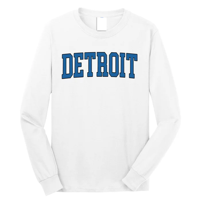 Detroit Blue Retro Vintage Distressed Arched Text Long Sleeve Shirt