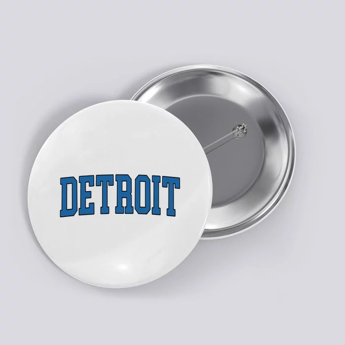 Detroit Blue Retro Vintage Distressed Arched Text Button